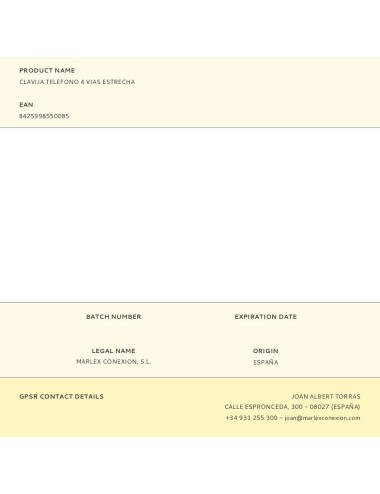 Clavija telefono 4 vias estrecha