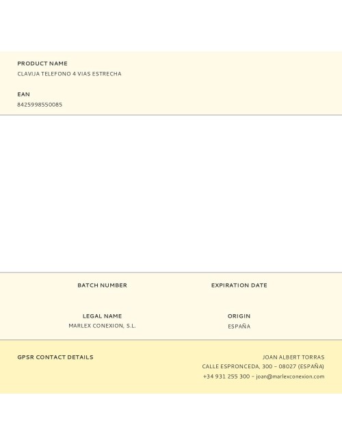 Clavija telefono 4 vias estrecha