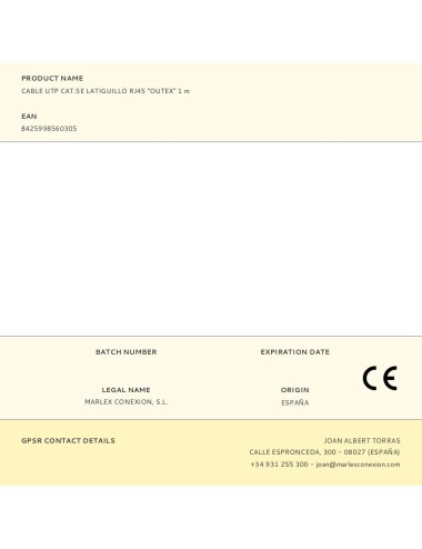 Cable utp cat.5e latiguillo rj45 "outex" 1 m