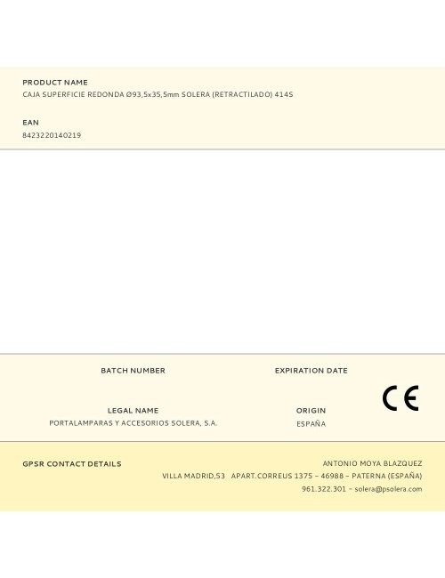 Caja superficie redonda ø93,5x35,5mm solera (retractilado) 414s