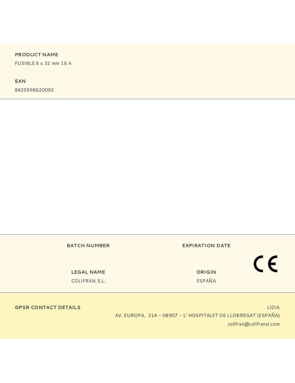 Fusible 6 x 32 mm 16 a