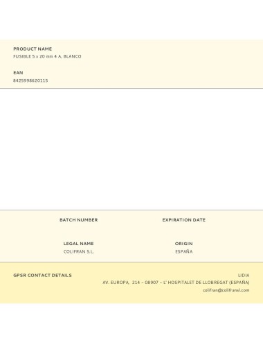 Fusible 5 x 20 mm 4 a, blanco