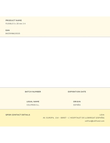 Fusible 5 x 20 mm 3 a