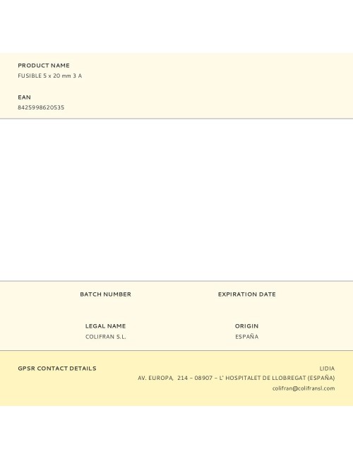 Fusible 5 x 20 mm 3 a