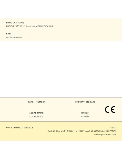 Fusible mt0 10 x 38 mm 16 a con indicador