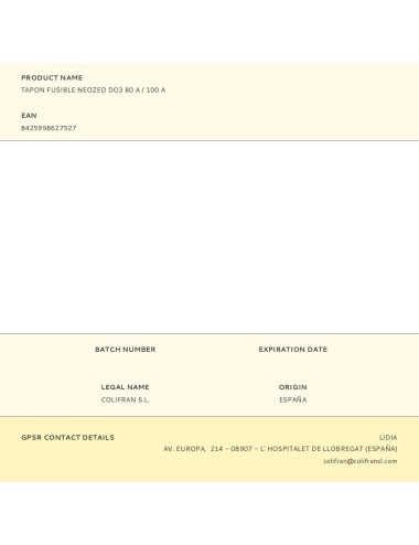 Tapon fusible neozed do3 80 a / 100 a