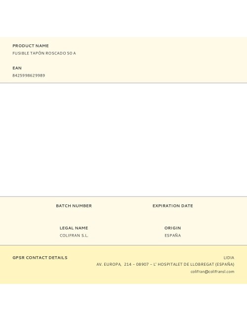 Fusible tapón roscado 50 a