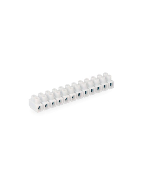 Regleta de conexión de 2.5 mm a 4 mm, 12 conectores, homologada, blanca