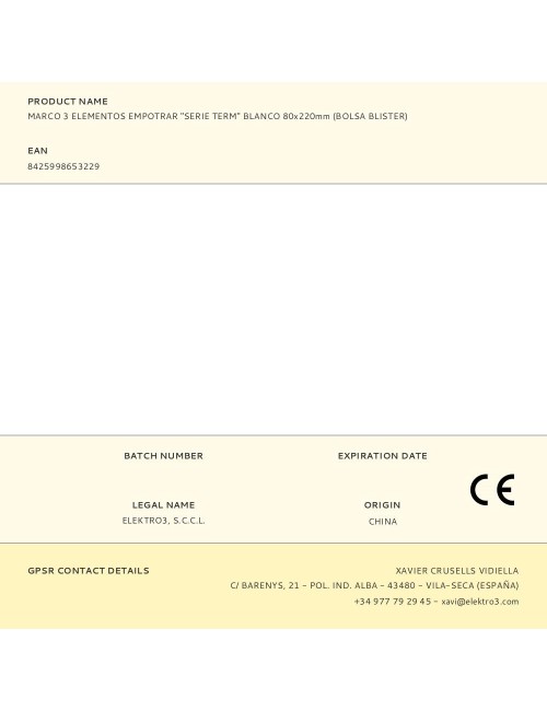 Marco 3 elementos empotrar "serie term" blanco 80x220mm (bolsa blister)