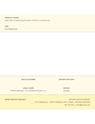 Base 10a t/t desplazada serie "estrella" solera 330