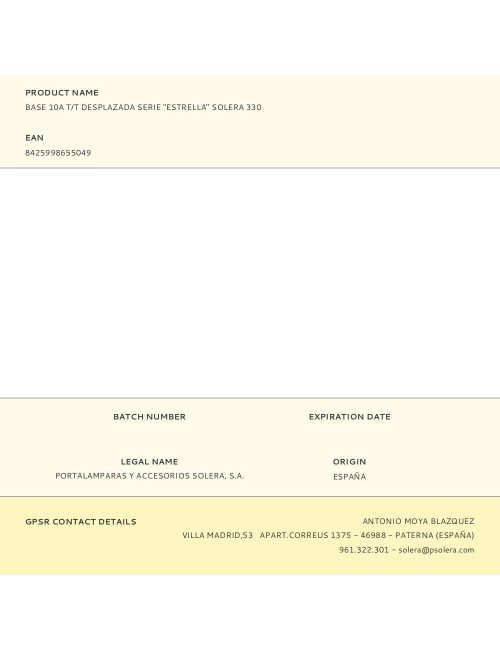 Base 10a t/t desplazada serie "estrella" solera 330