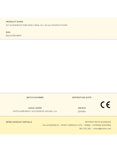 Kit accesorios para mini canal 10 x 20 mm solera kit1020