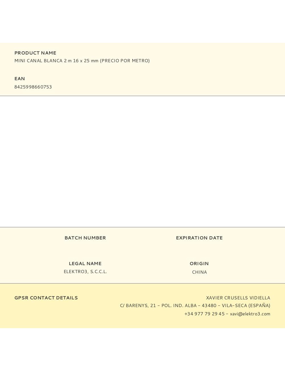 Mini canal blanca 2 m 16 x 25 mm (precio por metro)