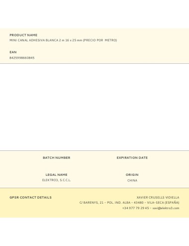 Mini canal adhesiva blanca 2 m 16 x 25 mm (precio por metro)