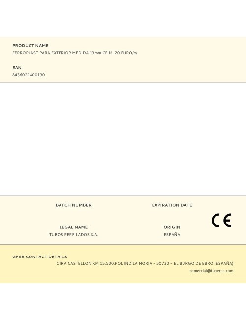 Ferroplast para exterior medida 13mm ce m-20 euro/m