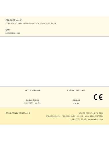 Corrugado para interior medida 16mm m-25 5m ce