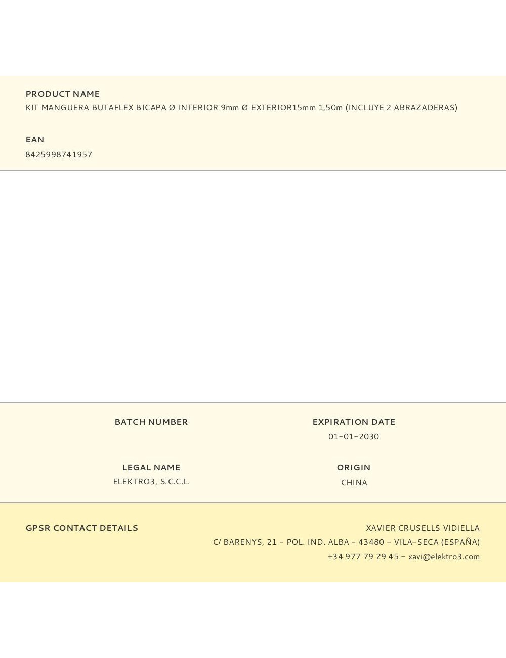 Kit manguera butaflex bicapa ø interior 9mm ø exterior15mm 1,50m (incluye 2 abrazaderas)