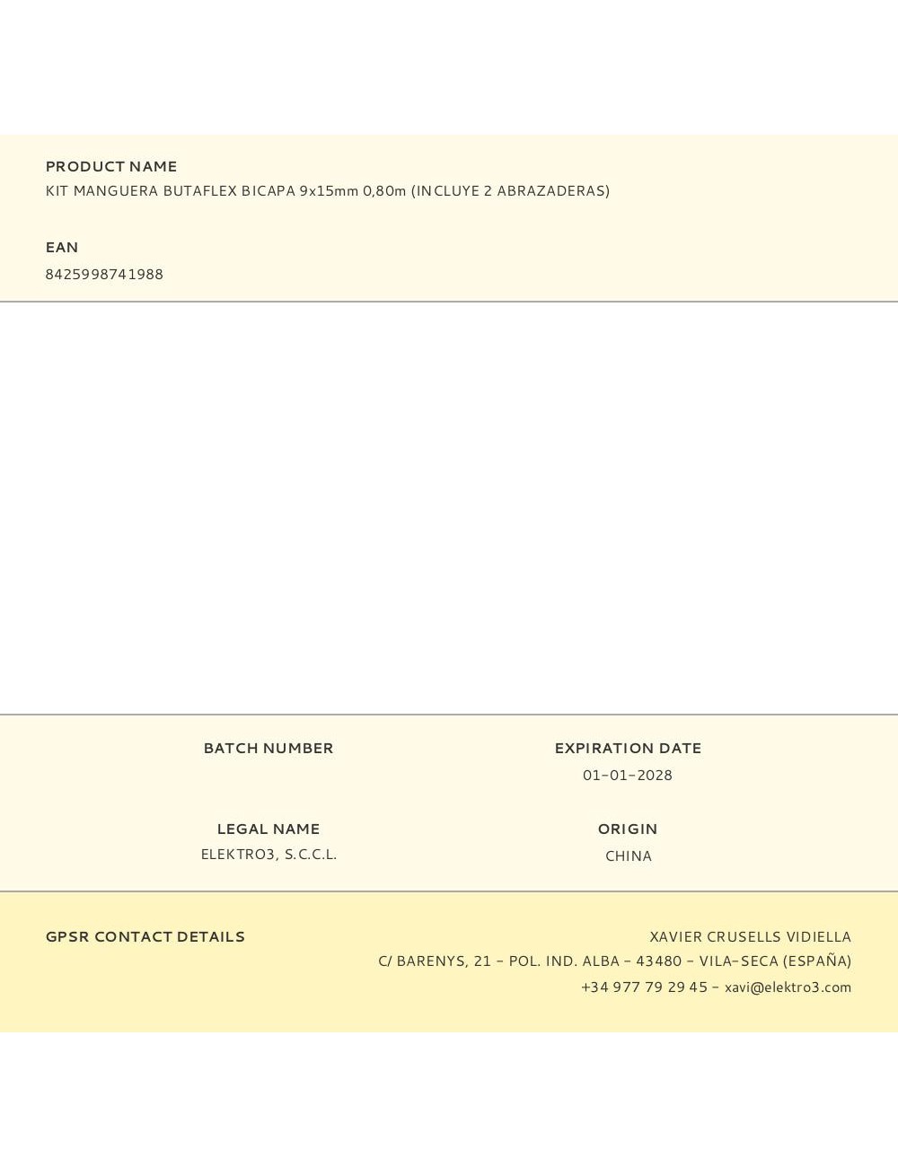 Kit manguera butaflex bicapa 9x15mm 0,80m (incluye 2 abrazaderas)