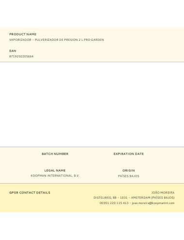 Vaporizador - pulverizador de presion 2 l pro garden