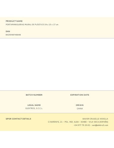 Portamangueras mural de plástico 24 x 15 x 17 cm