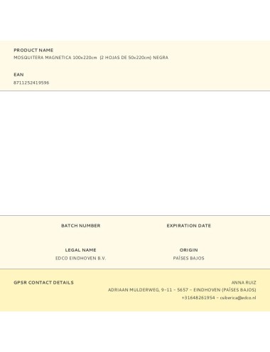 Mosquitera magnética negra 100 x 220 cm, 2 piezas 50 x 220 cm