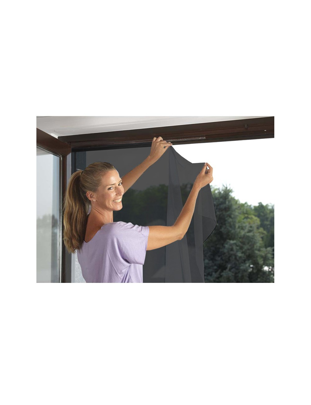 Mosquitera para ventanas con cierre de gancho y bucle 1 pieza 130 x 150 cm