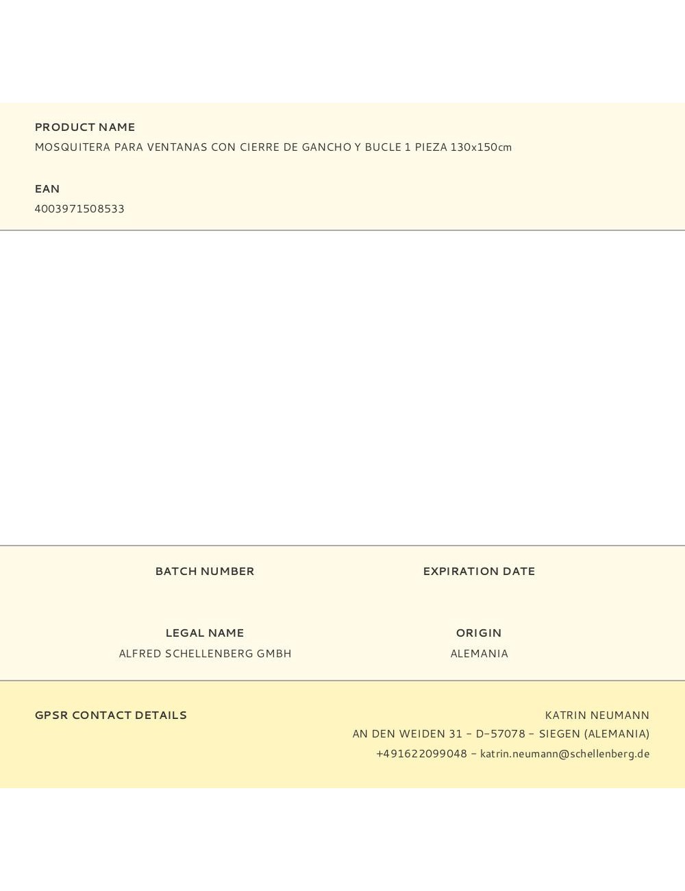 Mosquitera para ventanas con cierre de gancho y bucle 1 pieza 130 x 150 cm