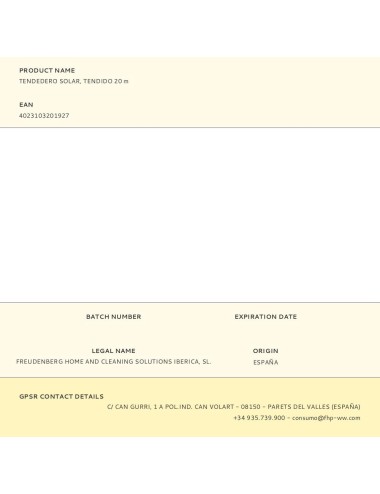 Tendedero solar, tendido 20 m