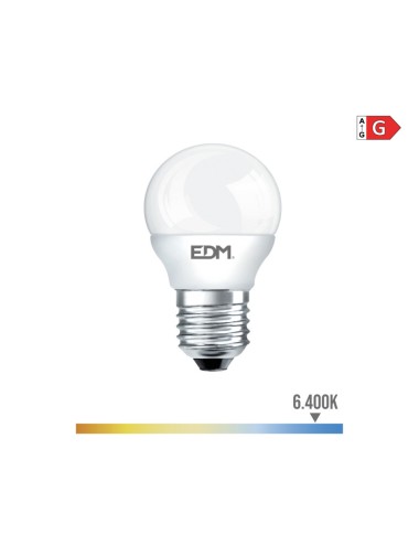 Bombilla esferica led e27 5 w 400 lm 6400 k luz fria ø4,5 x 8 cm