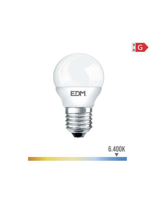 Bombilla esferica led e27 5 w 400 lm 6400 k luz fria ø4,5 x 8 cm
