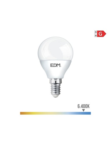 Bombilla esferica led e14 5 w 400 lm 6400 k luz fria ø4,5 x 8 cm