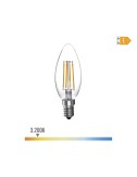 Bombilla de vela con filamento de led e14 4 w 500 lm 3200 k luz calida ø3,5 x 9,8 cm