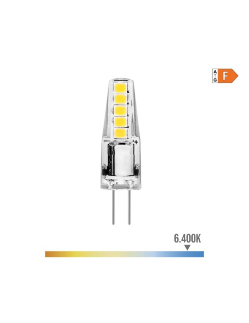 Bombilla bi-pin silicona led g4 12 v 2 w 180 lm 6400 k luz fria ø10 x 37 mm