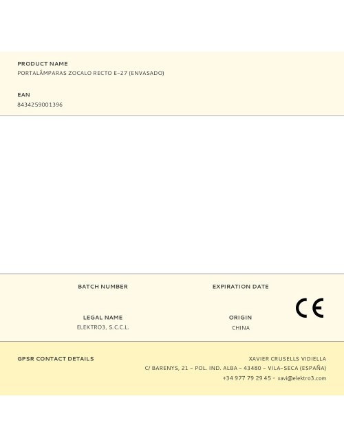 Portalámparas zocalo recto e-27 (envasado)