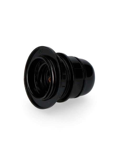 Portalámparas semiroscado + arandela e-27 negro (envasado)