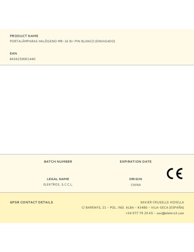 Portalámparas halógeno mr-16 bi-pin blanco (envasado)