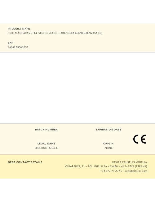 Portalámparas e-14 semiroscado + arandela blanco (envasado)