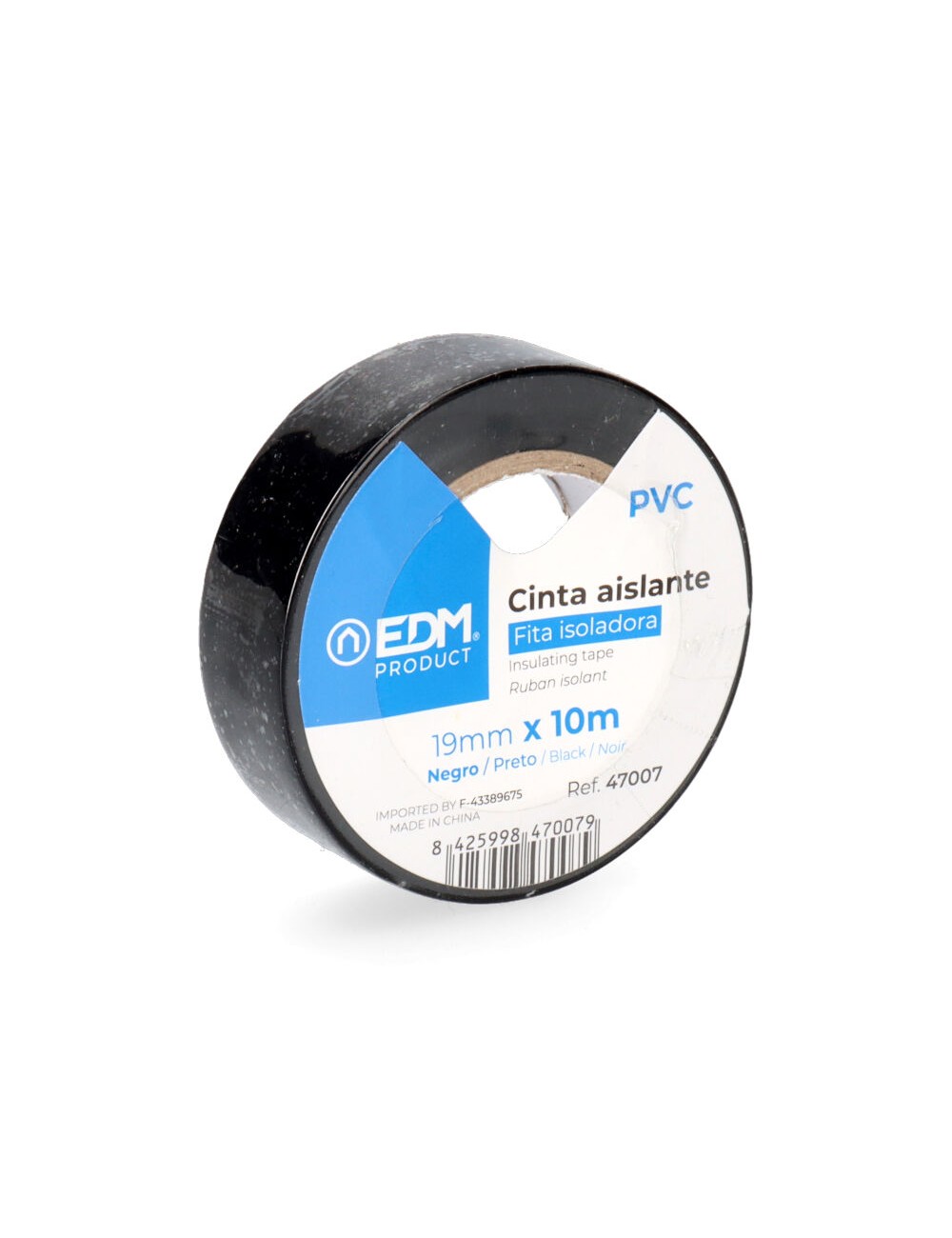 Cinta aislante calidad "supra" negra 19 mm x 10 m, blister