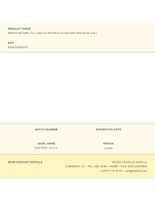 Bridas natural 7,6 x 300 mm nylon alta calidad (bolsa 25 unid.)