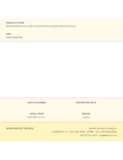 Bridas negras 4,6 x 200 mm nylon alta calidad (bolsa 25 unid.)