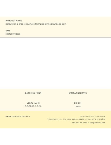 Derivador 1 base+2 clavijas metalico extra envasado edm