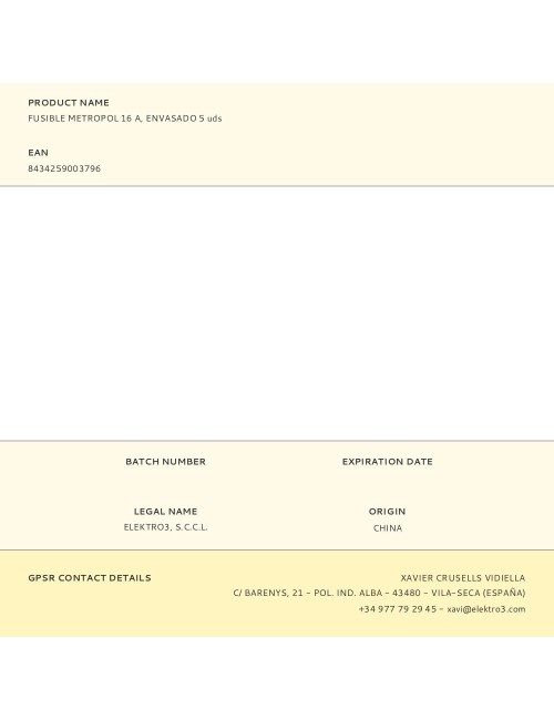 Fusible metropol 16 a, envasado 5 uds