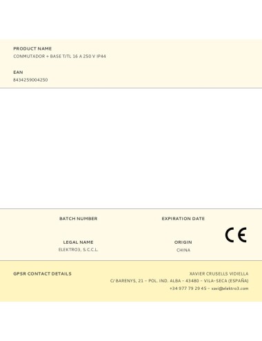 Conmutador + base t/tl 16 a 250 v ip44
