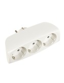 Adaptador triple 2p+t, 16a 250v~ entrada frontal, blanco (retractilado)