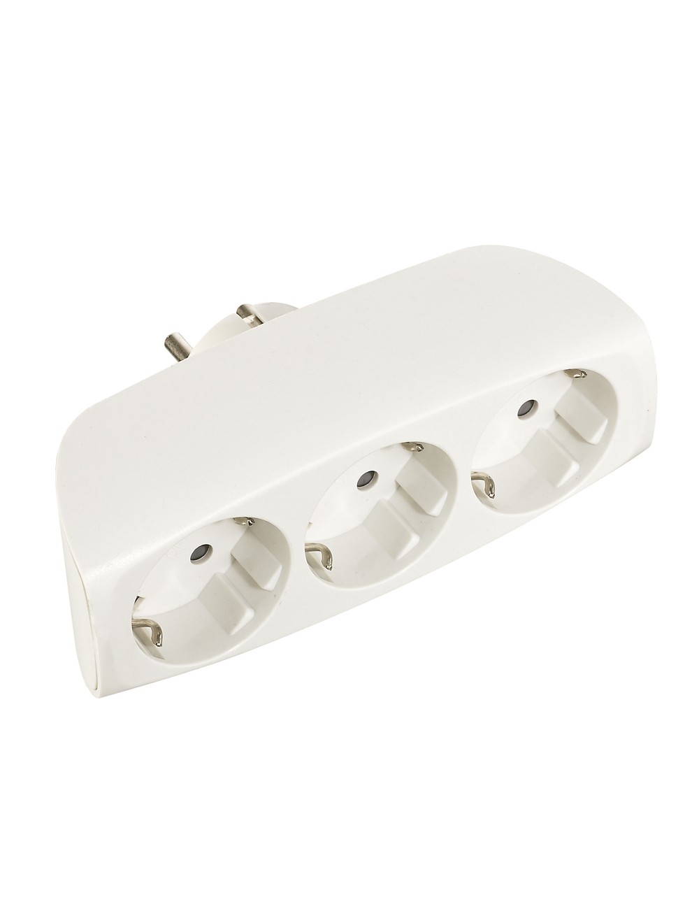 Adaptador triple 2p+t, 16a 250v~ entrada frontal, blanco (retractilado)