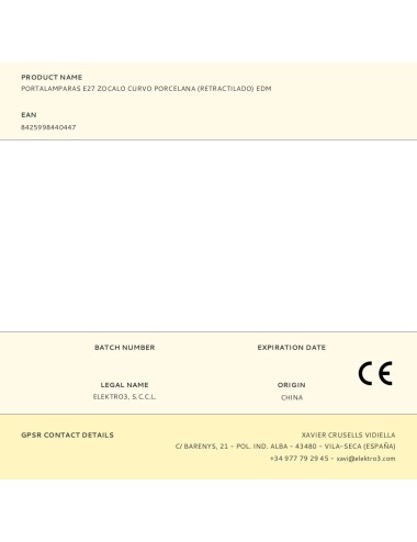 Portalamparas e27 zocalo curvo porcelana (retractilado) edm