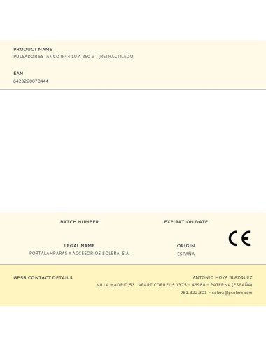 Pulsador estanco ip44 10 a 250 v~