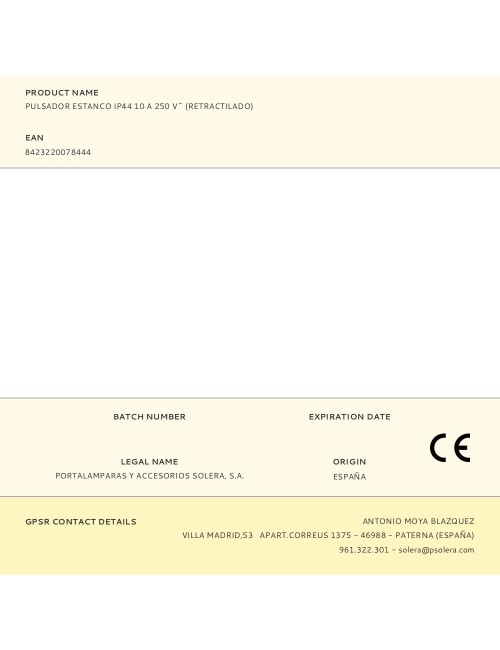 Pulsador estanco ip44 10 a 250 v~