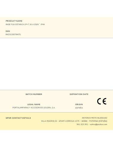 Base fija estanca 2p+t 16 a 250v~ ip44