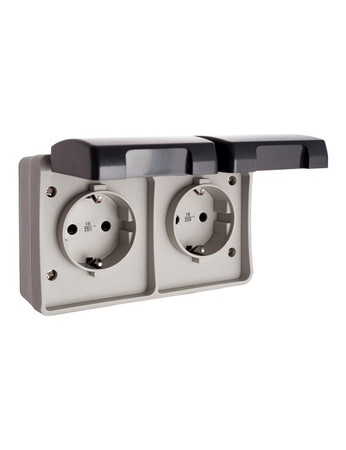 Base fija estanca doble t/tl 16 a 250 v ip44